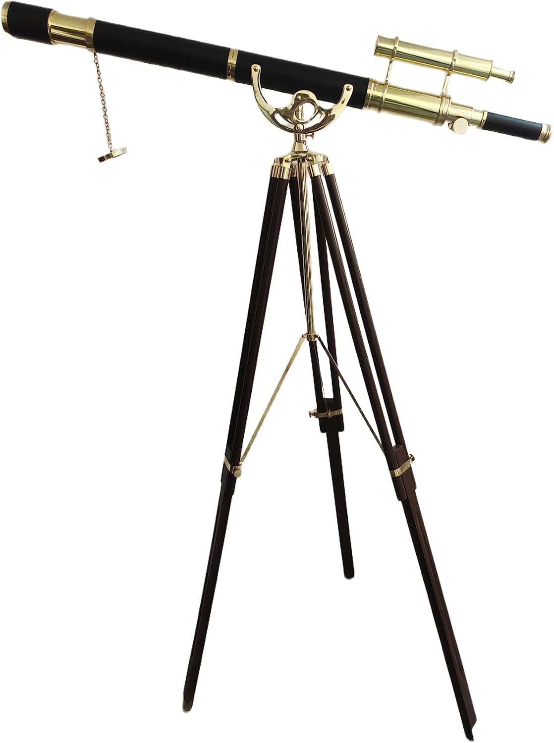 Vintage Double Barrel Brass Telescope with Leather Tube