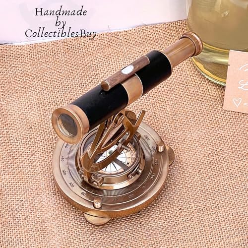 Vintage Nautical Brass Compass Telescope Decor