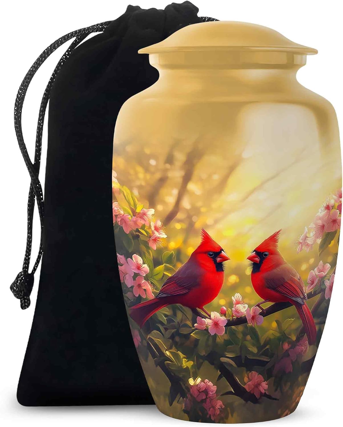 Cardinal Urns for Adult Ashes - Medium Size Yellow 6 Inch Decorative Burial Urn