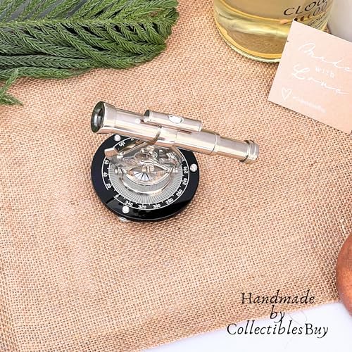 Nickel Finish Alidade Compass Telescope for Home Office Decor