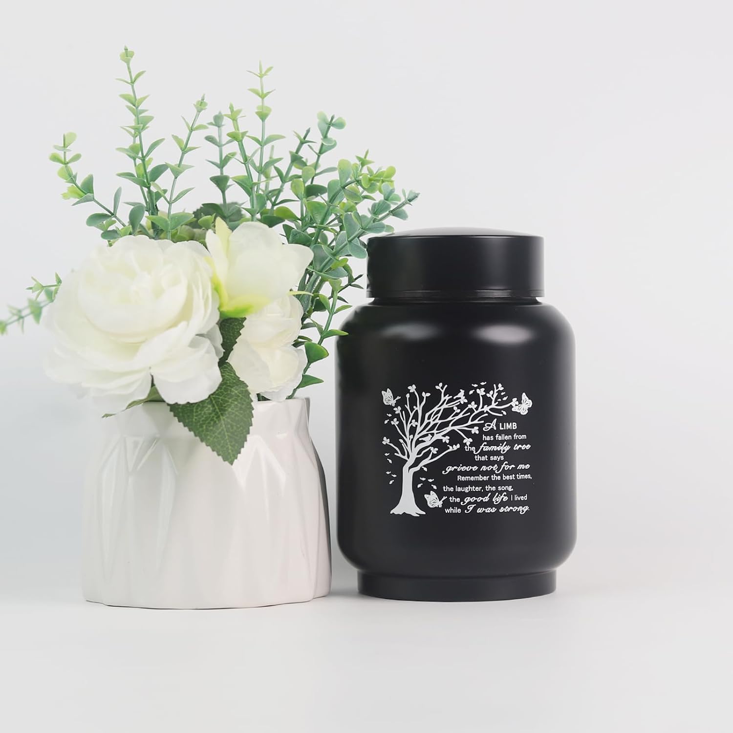 6 Inch Family Tree Memorial Urn for Ashes - Stainless Steel Cremation Urn with Limb Has Fallen Engraving