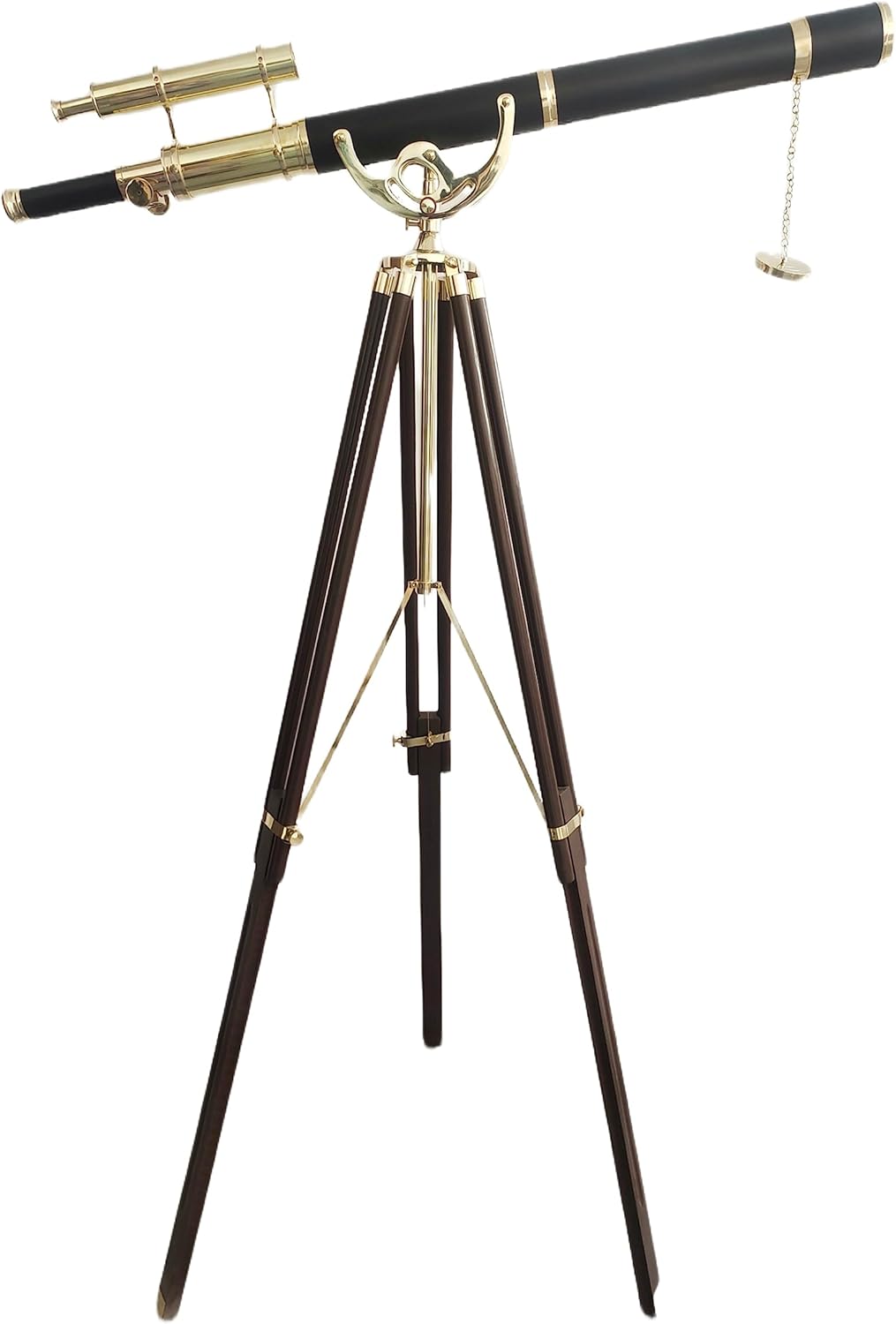 Vintage Double Barrel Brass Telescope with Leather Tube