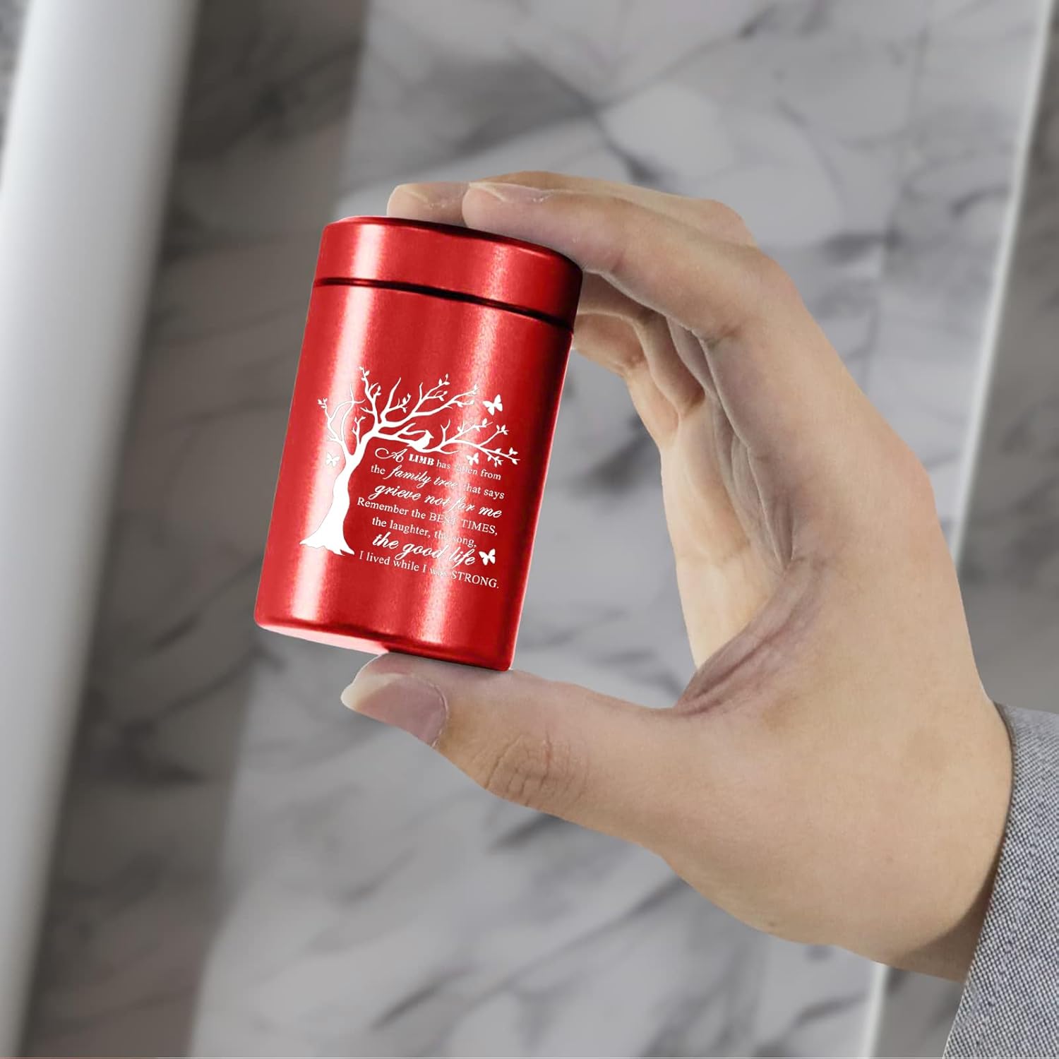 Red Mini Urns for Human Ashes Keepsake Tree of Life Urn Necklace for Women Men