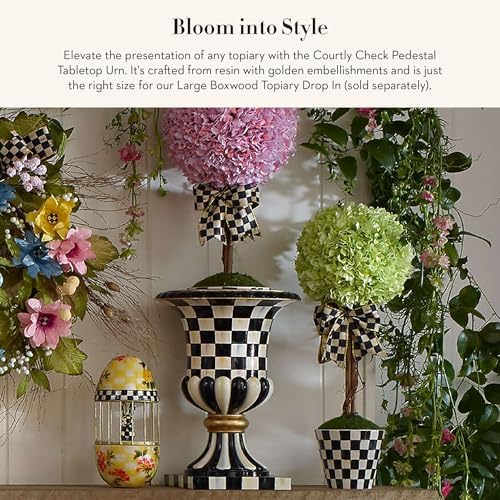 Mackenzie-Childs Pedestal Urn with Courtly Check Pattern