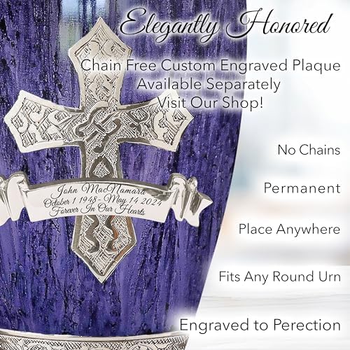 Purple Cross Cremation Urn for Women - Handcrafted Decoration