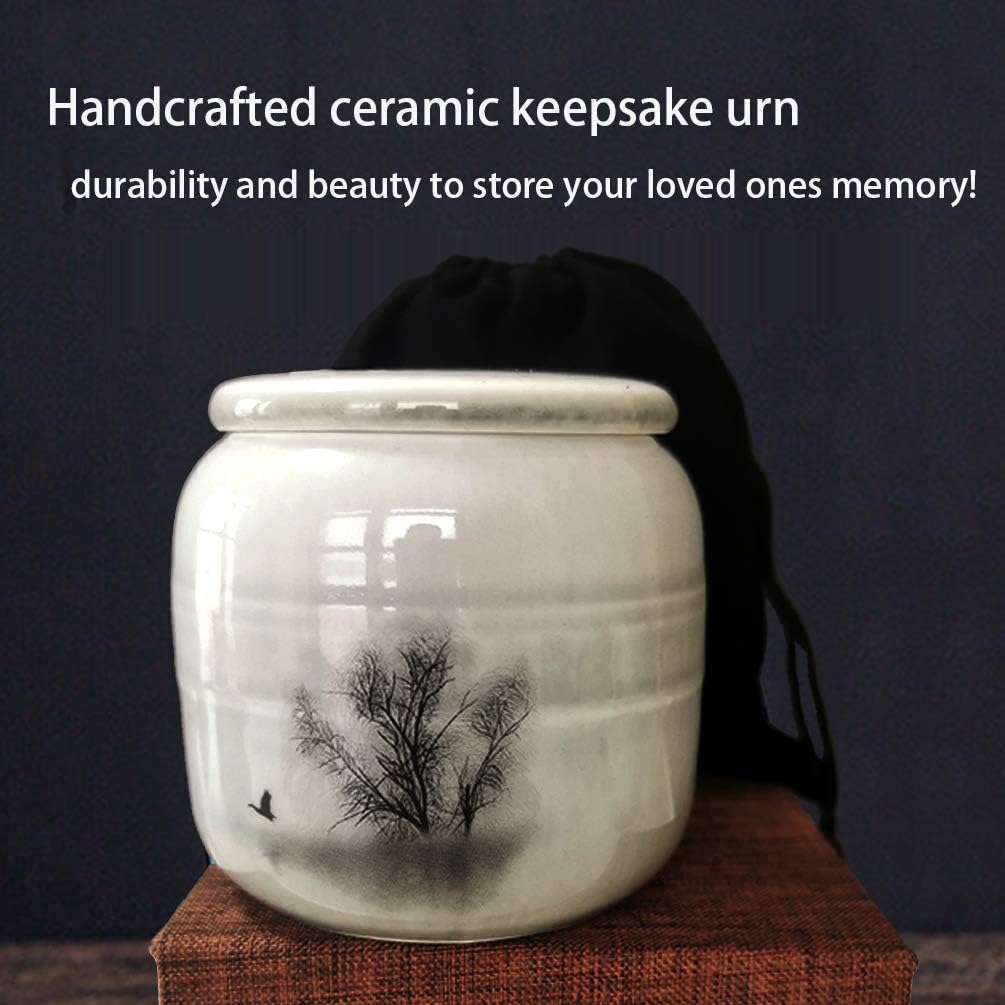 Small Cremation Urns for Human and Pet Ashes - Tree of Life Decorative Keepsake Urn with Case and Velvet Pouch