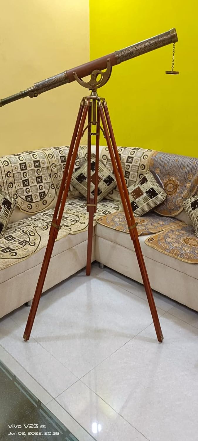 Vintage Anchor Master Floor Standing Telescope 62 Wooden Stand