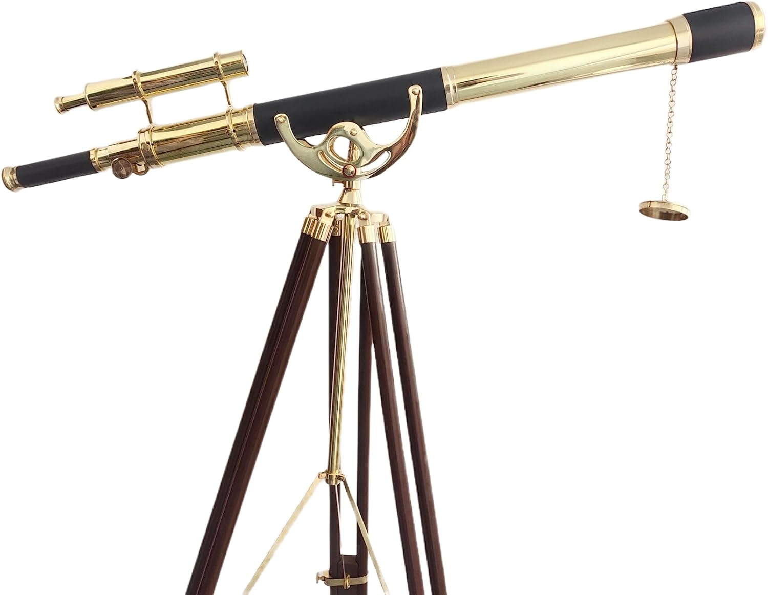 Nautical Brass Double Barrel Telescope Floor Standing Tripod Stand Decor