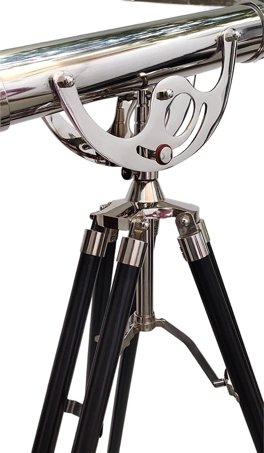 Nautical Vintage Solid Brass Telescope with Black Leather and Chrome Finish