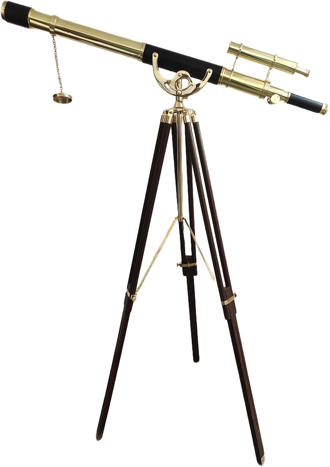 Nautical Brass Double Barrel Telescope Floor Standing Tripod Stand Decor