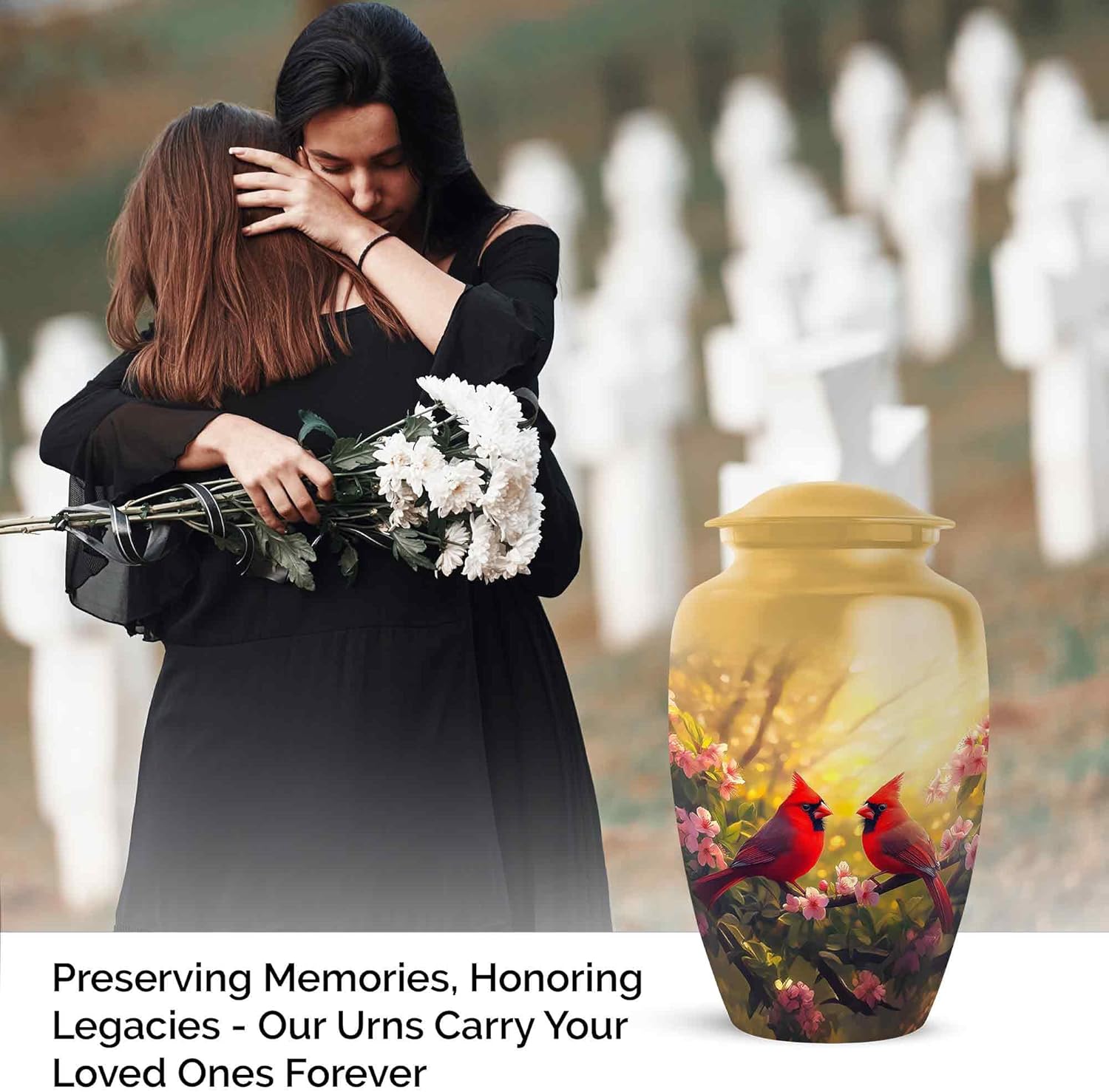 Cardinal Urns for Adult Ashes - Medium Size Yellow 6 Inch Decorative Burial Urn