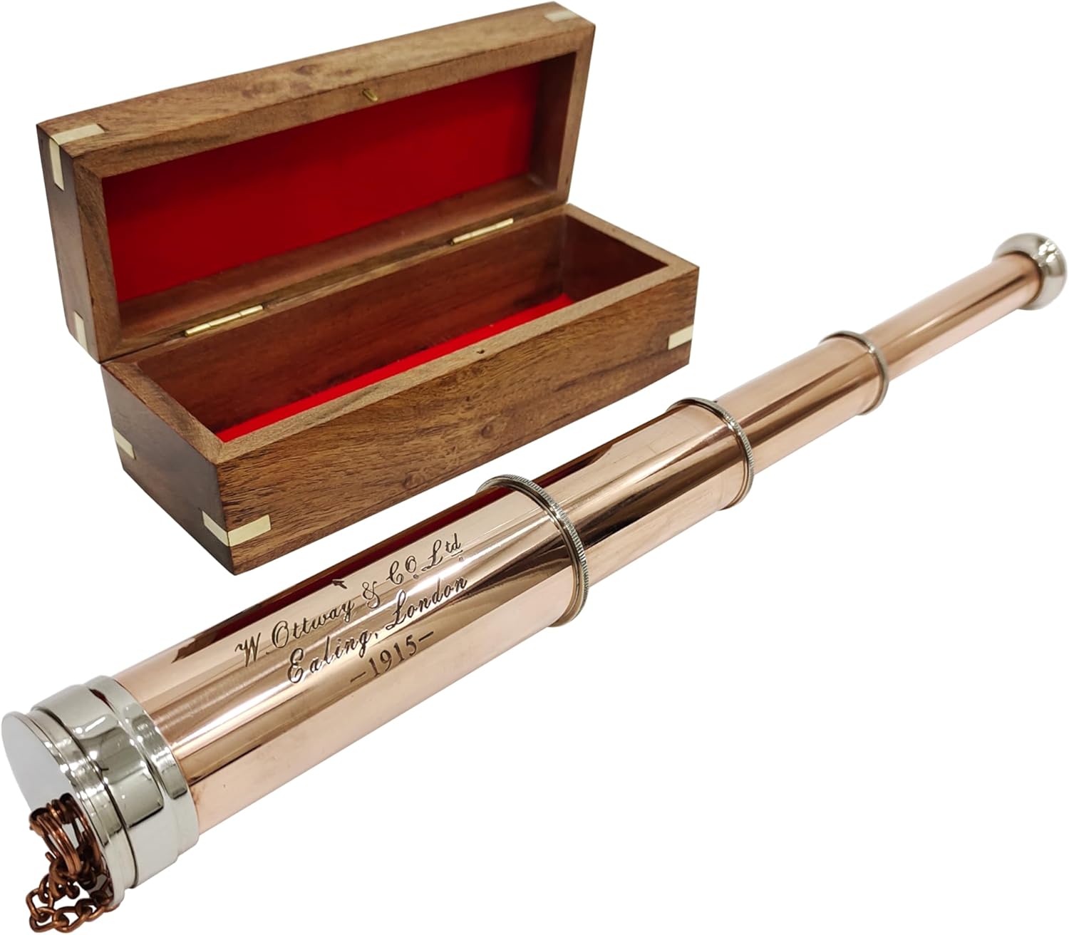 Vintage Spyglass 1915 Marine Telescope with Copper Chrome Finish