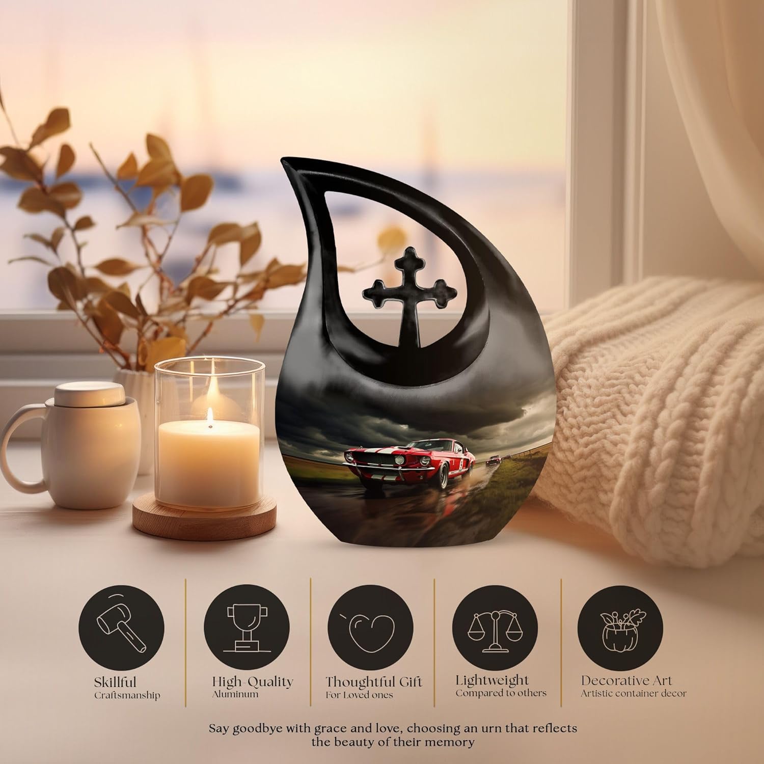 Car Race Urn - 10 Inch Decorative Ash Urn for Adult Female