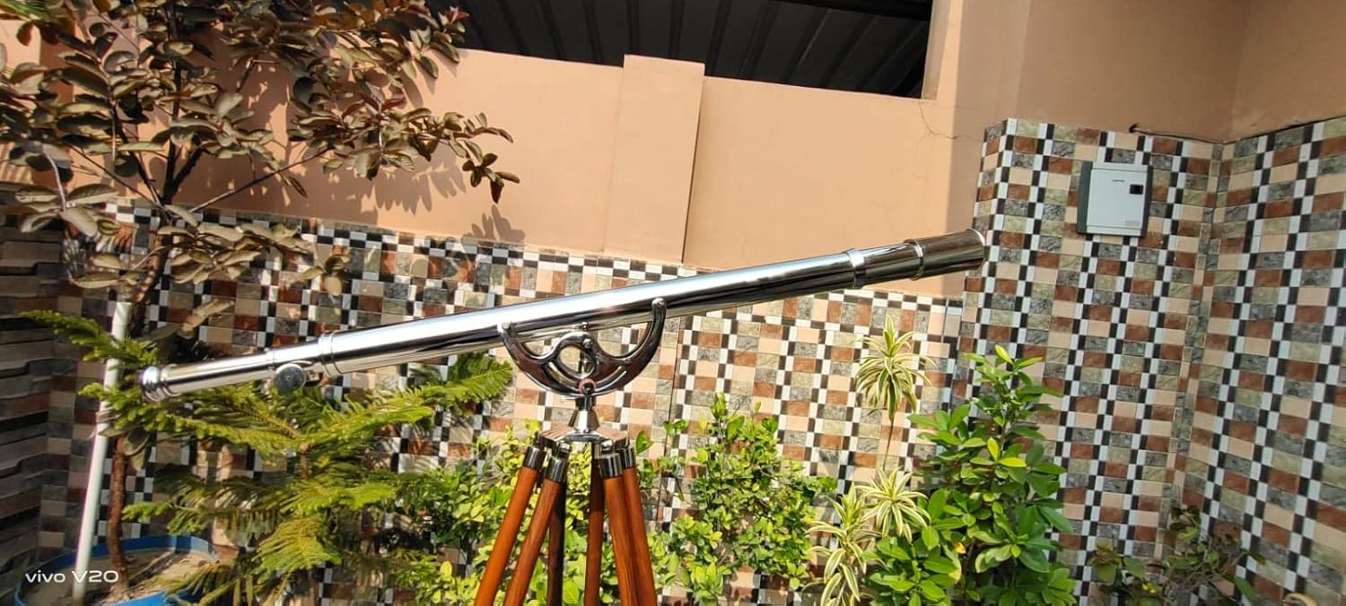 Vintage Ship Tripod Telescope Brass Nickel Decor