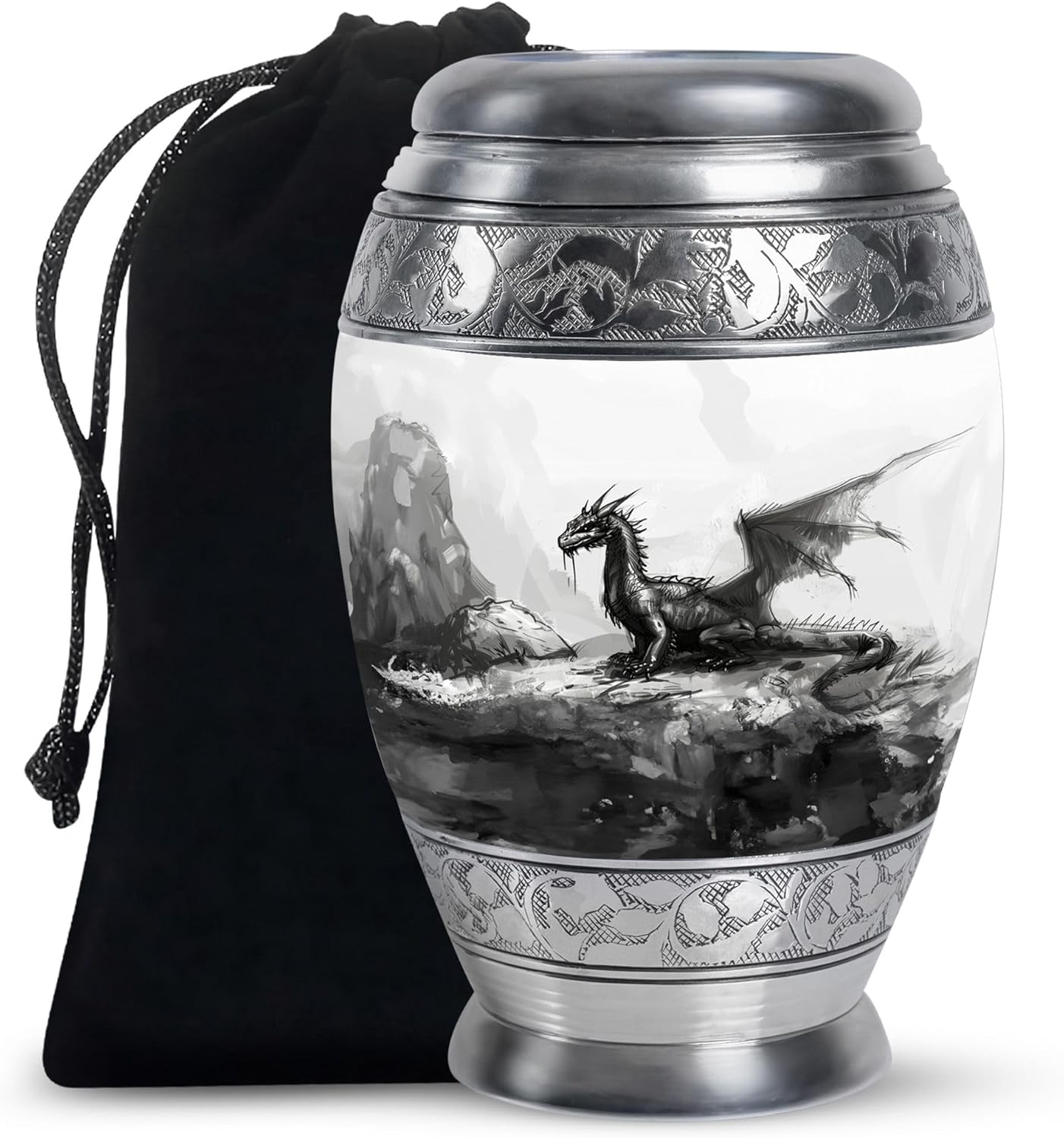 Dragon Urn For Ashes - 10 Inch Metal Urn Decorative Black