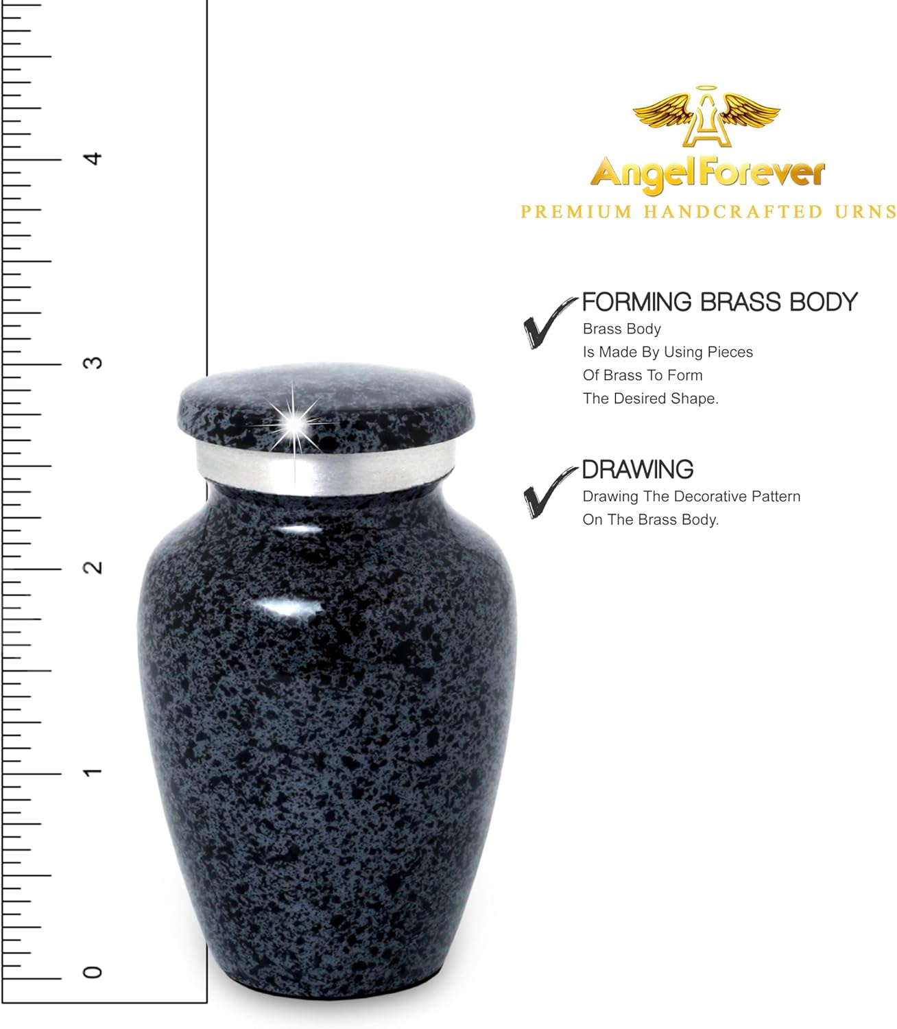 Marble Finish Cremation Urn Small Keepsake for Human or Pet Ashes Gray