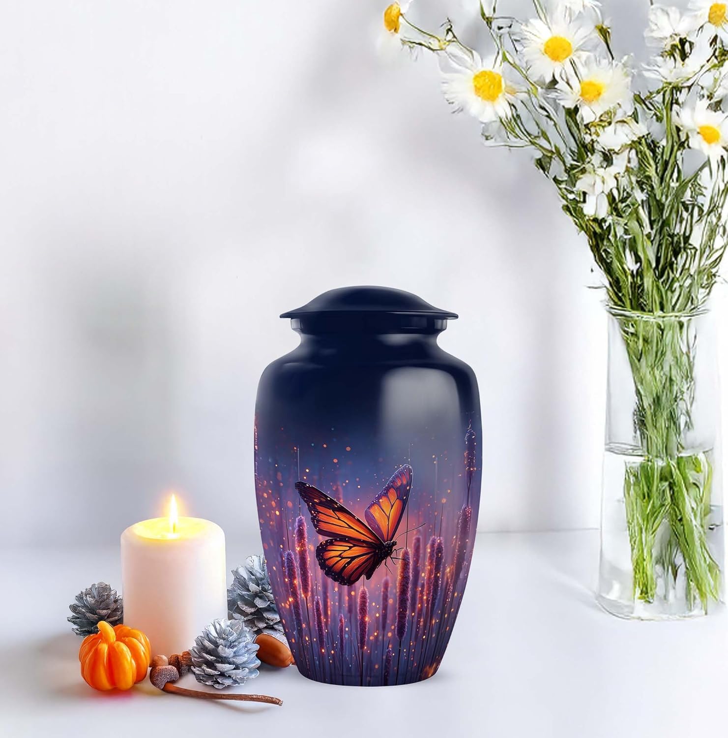Butterfly Decorative Urn for Human Ashes Large Capacity Elegant Design