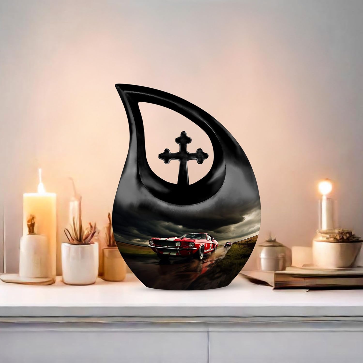 Car Race Urn - 10 Inch Decorative Ash Urn for Adult Female