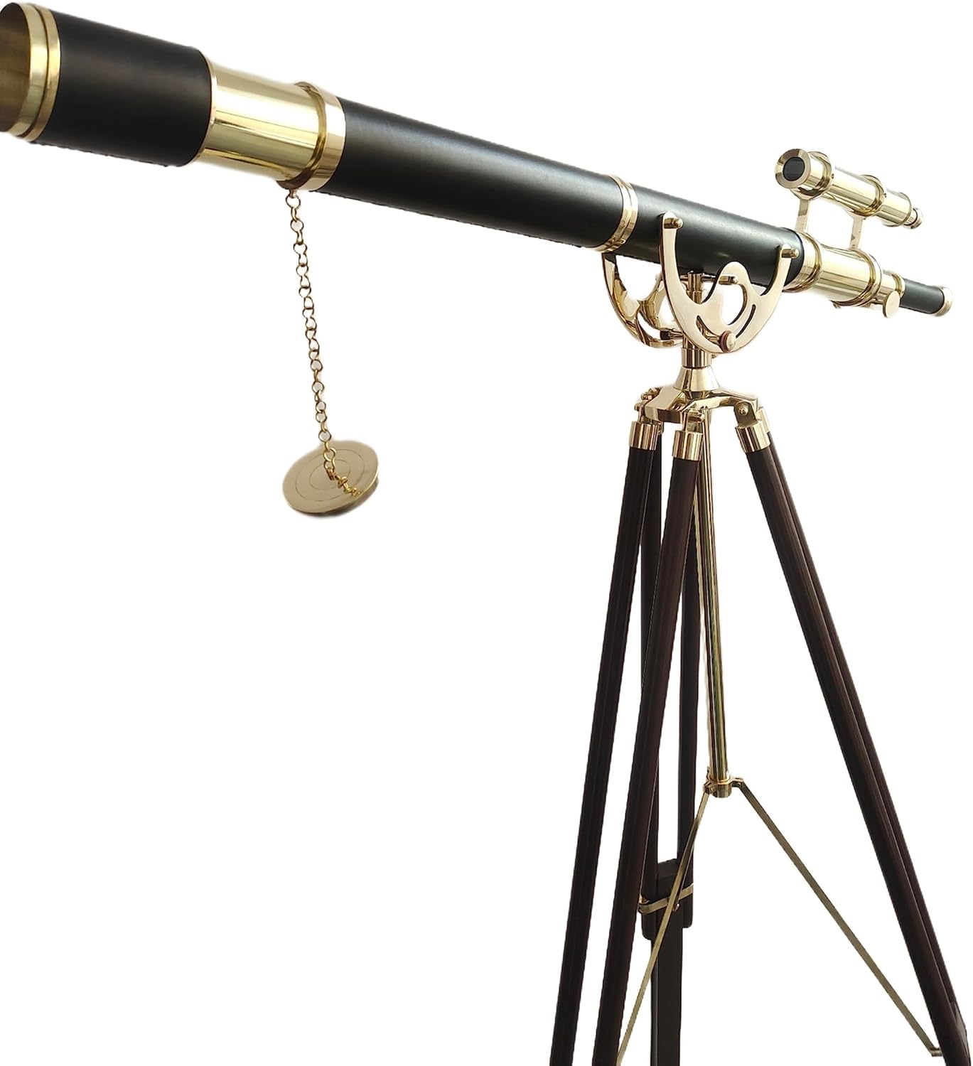 Vintage Double Barrel Brass Telescope with Leather Tube