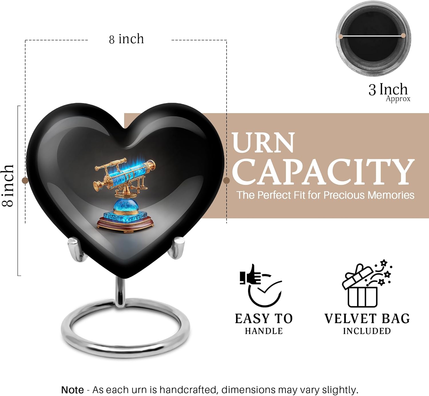 8 Inch Cremation Urn for Adult Ashes - Memorial Decorative Urn