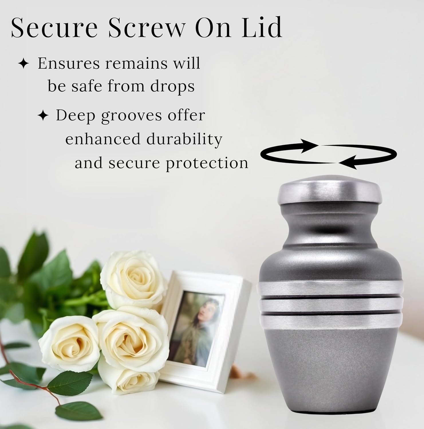Pewter Small Urn for Human or Pet Ashes - Keepsake Urn with Velvet Bag