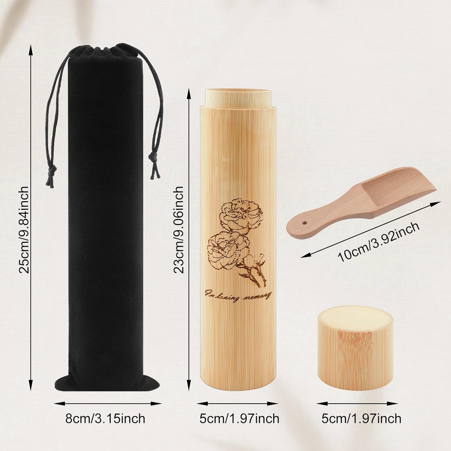 Set of 4 Biodegradable Bamboo Scattering Urns for Human Ashes - Tree of Life