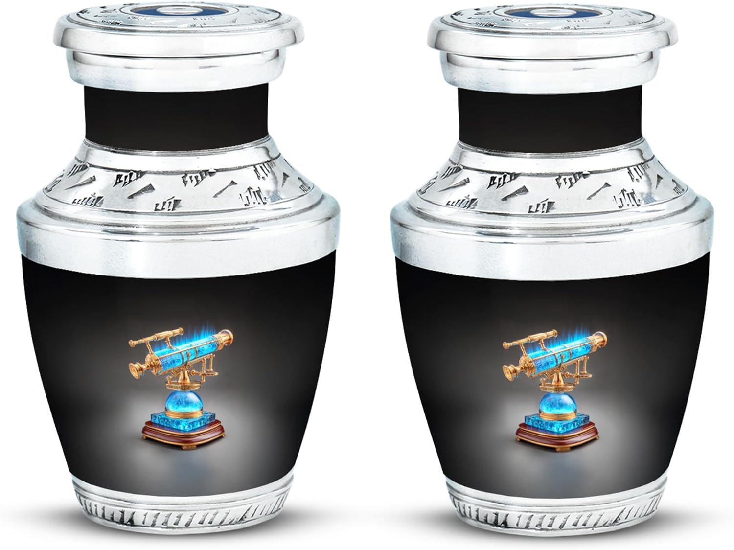 Telescope Decorative Urns Set of 2 - 3 Inch Keepsake Urns for Adult Ashes