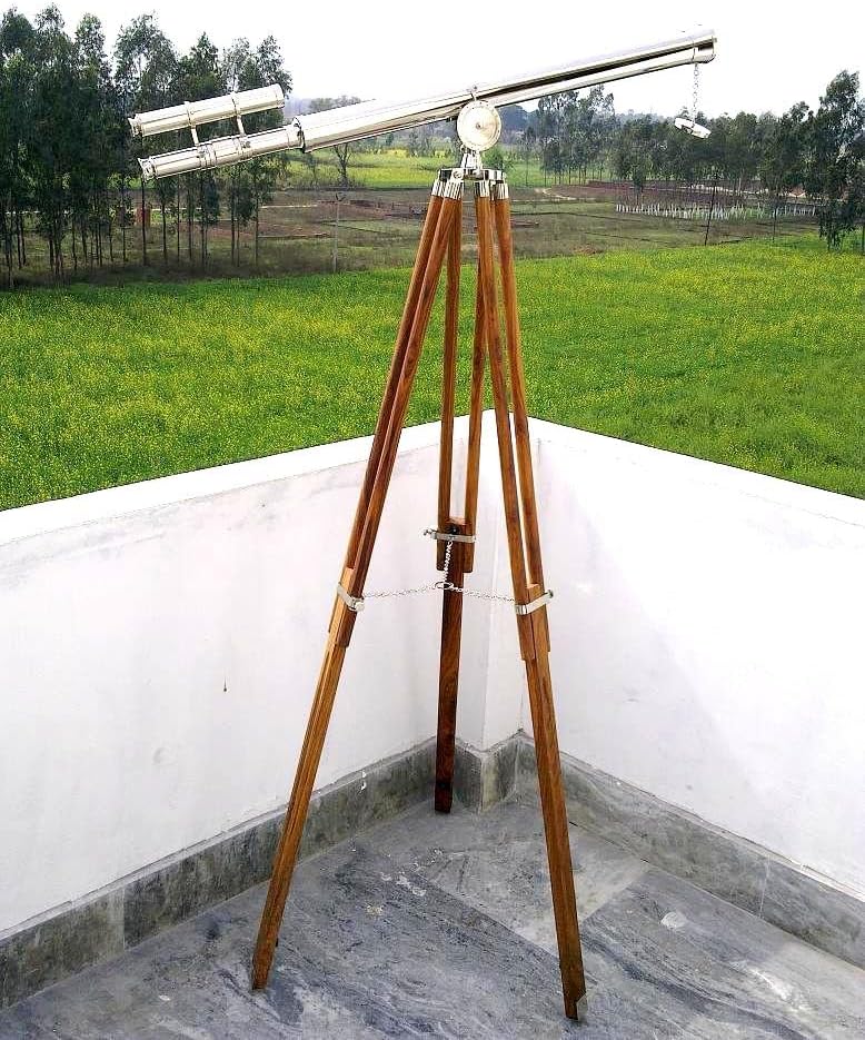 Antique Vintage Telescope with Brass and Nickel Finish