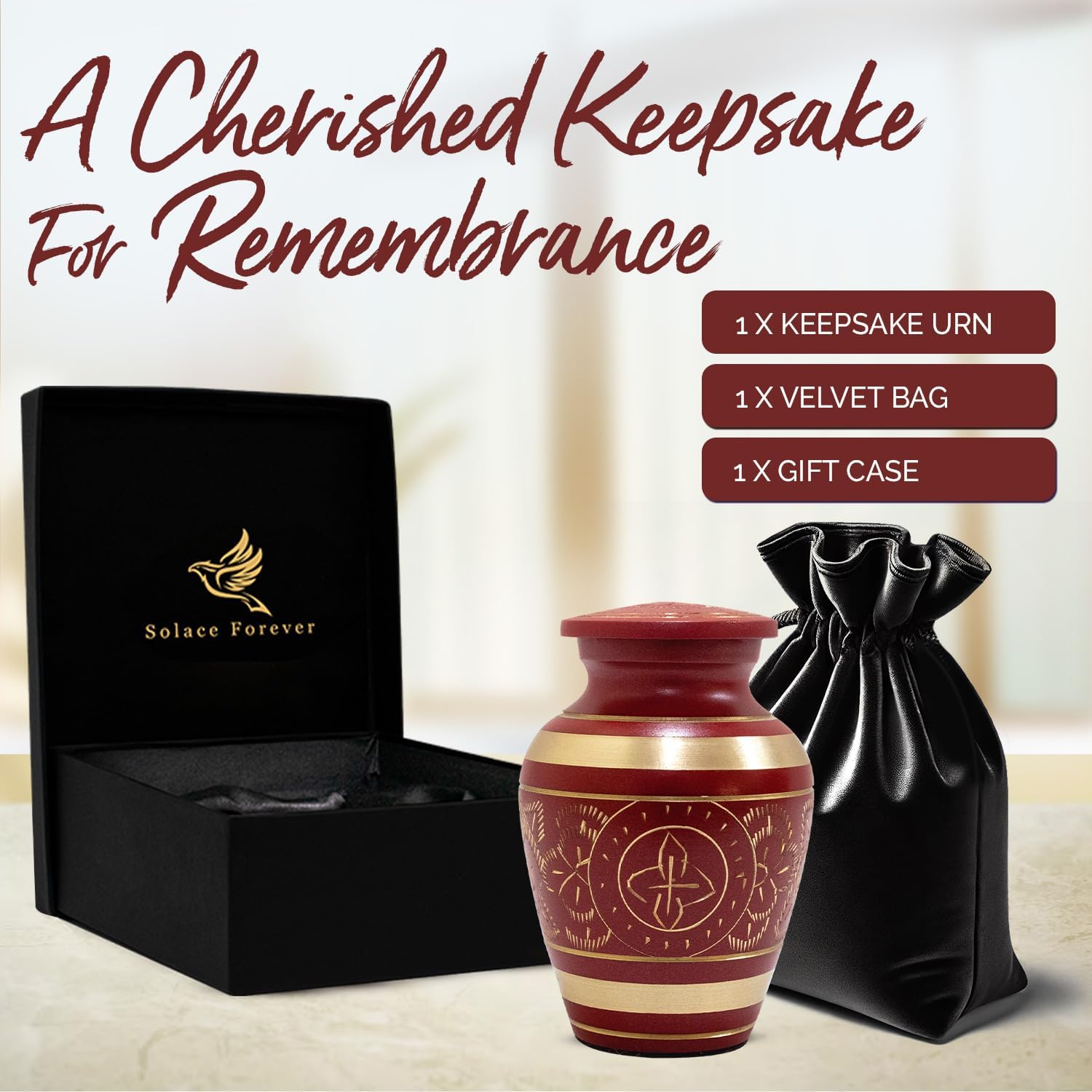 Small Urns for Human Ashes Keepsake - Red Color