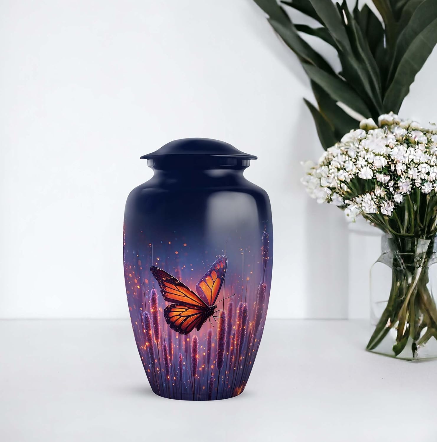 Butterfly Decorative Urn for Human Ashes Large Capacity Elegant Design