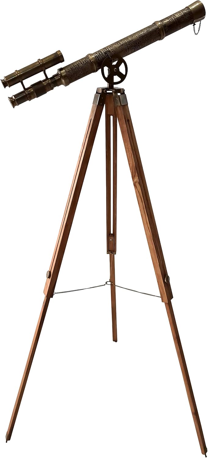 Vintage Double Barrel Telescope with Brass and Leather Finish