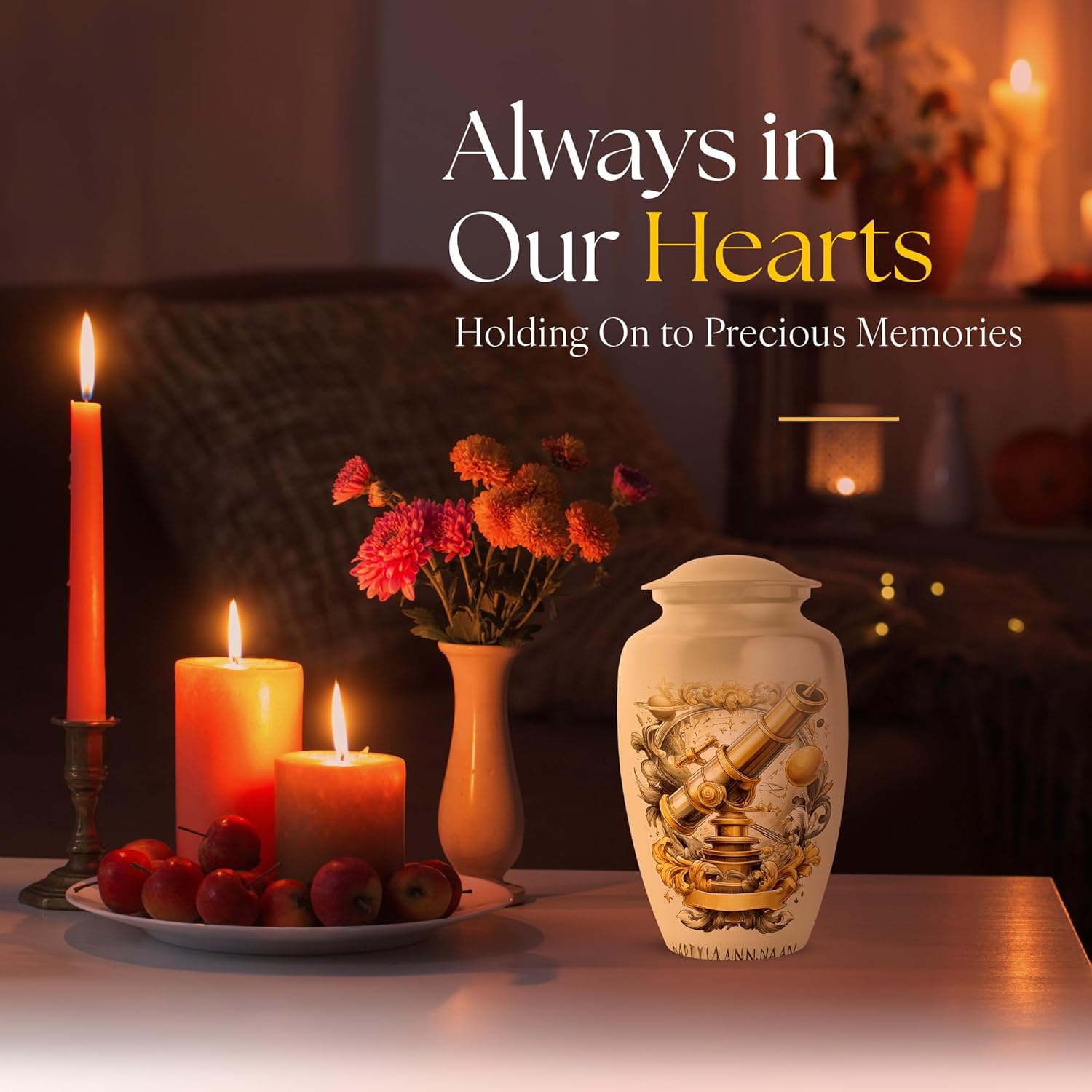 Telescope Urn for Ashes - 10 Inch White Memorial Decor