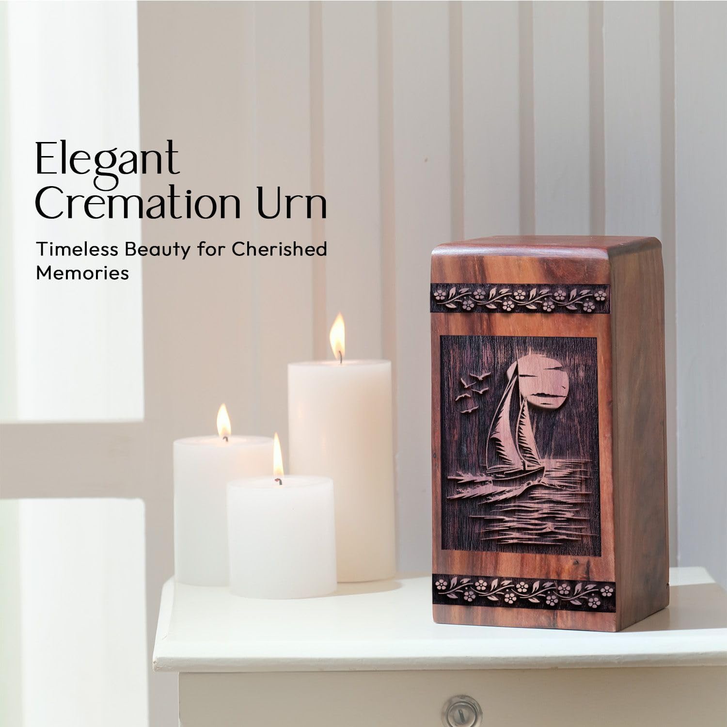 Sailboat Urn for Human Ashes - 1125 Inch Wooden Decorative Urn