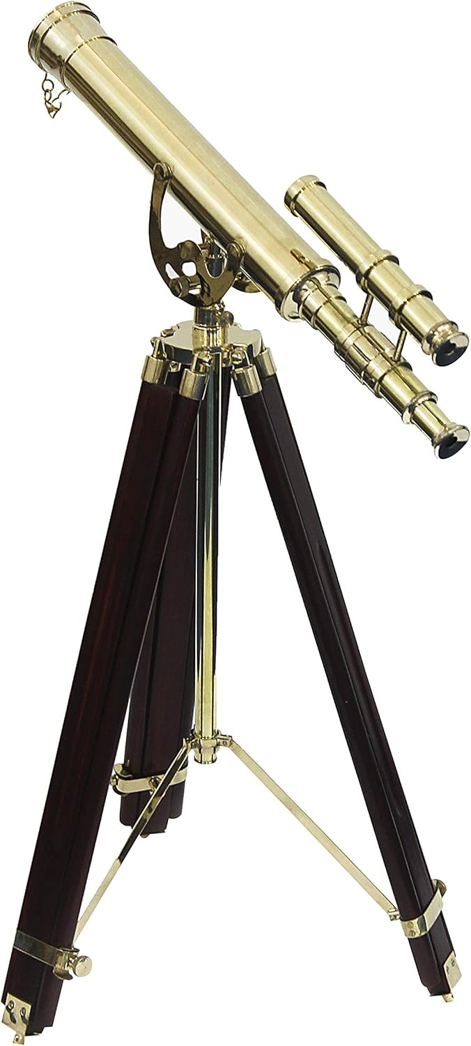 Vintage Double Barrel Brass Telescope Nautical Floor Standing Decor