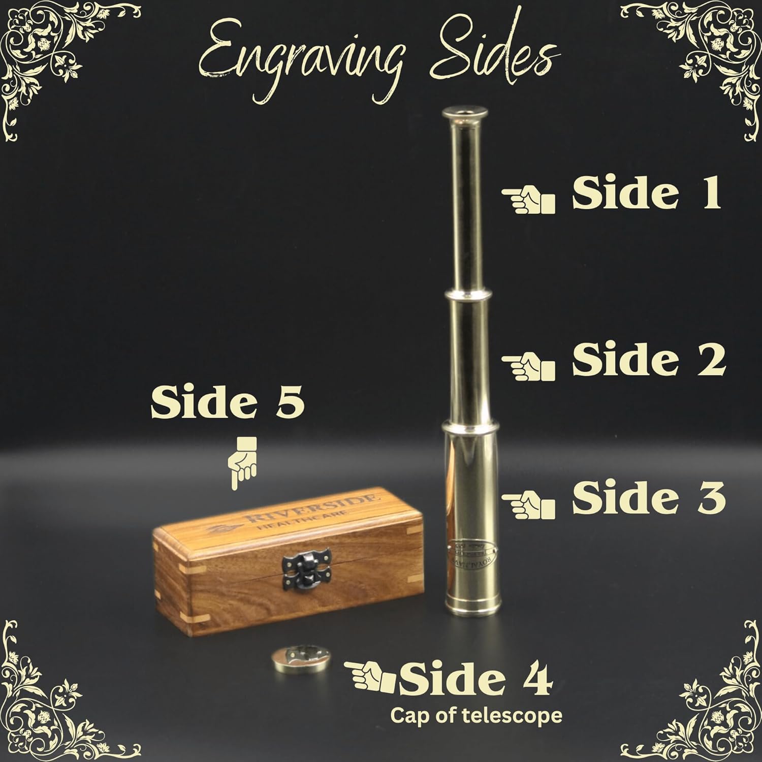 Personalized Brass Telescope - Vintage Nautical Spyglass with Custom Engraving