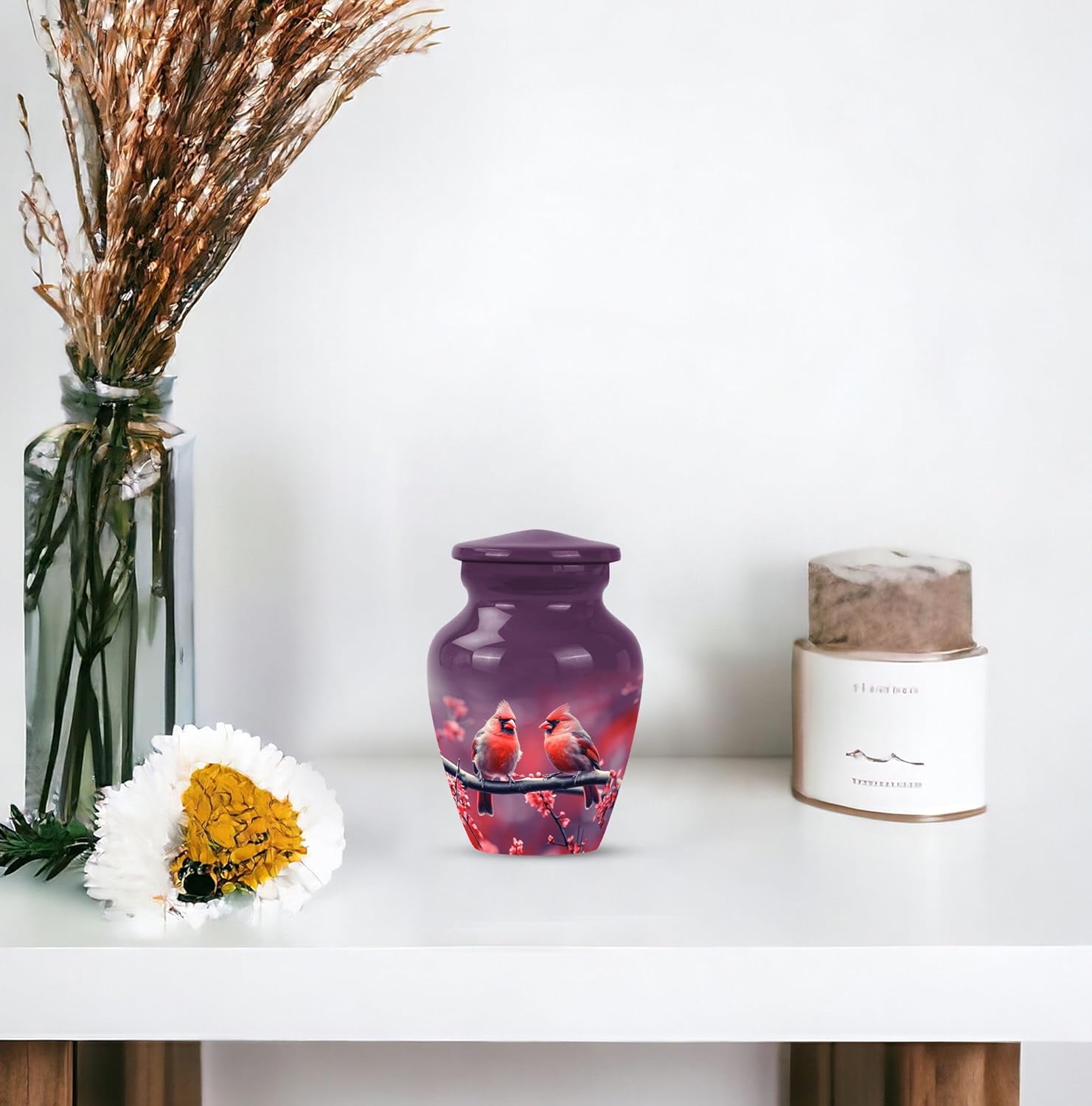 Cardinal Decorative Urns Set of 4 - Black Ash Urns for Cremation