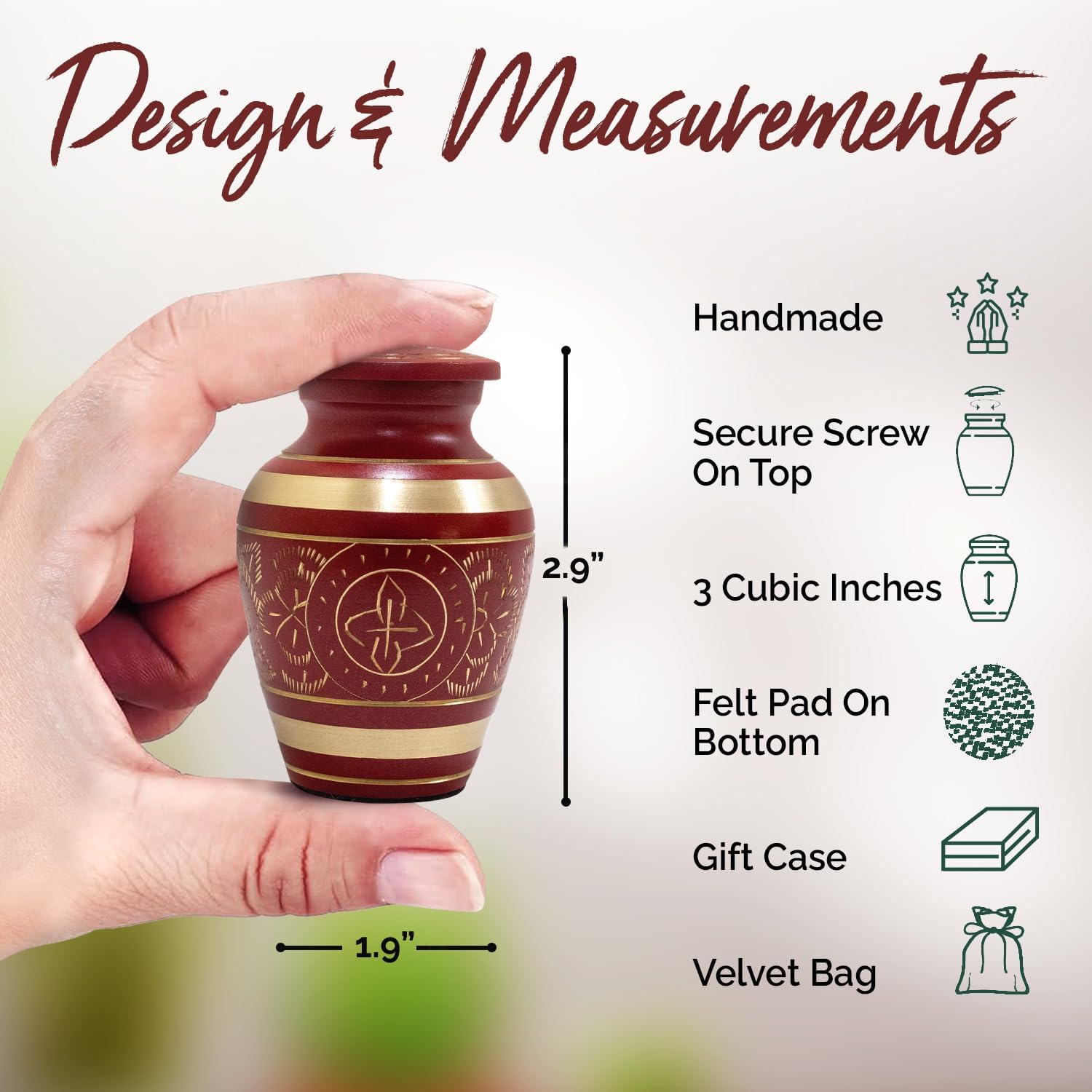 Small Urns for Human Ashes Keepsake - Red Color