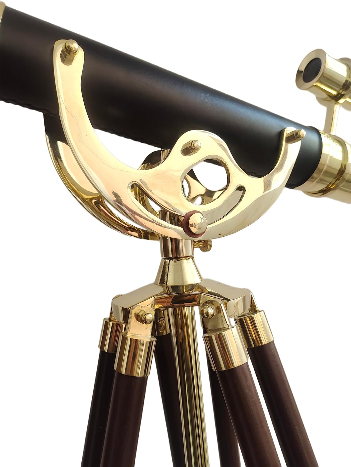 Vintage Double Barrel Brass Telescope with Leather Tube