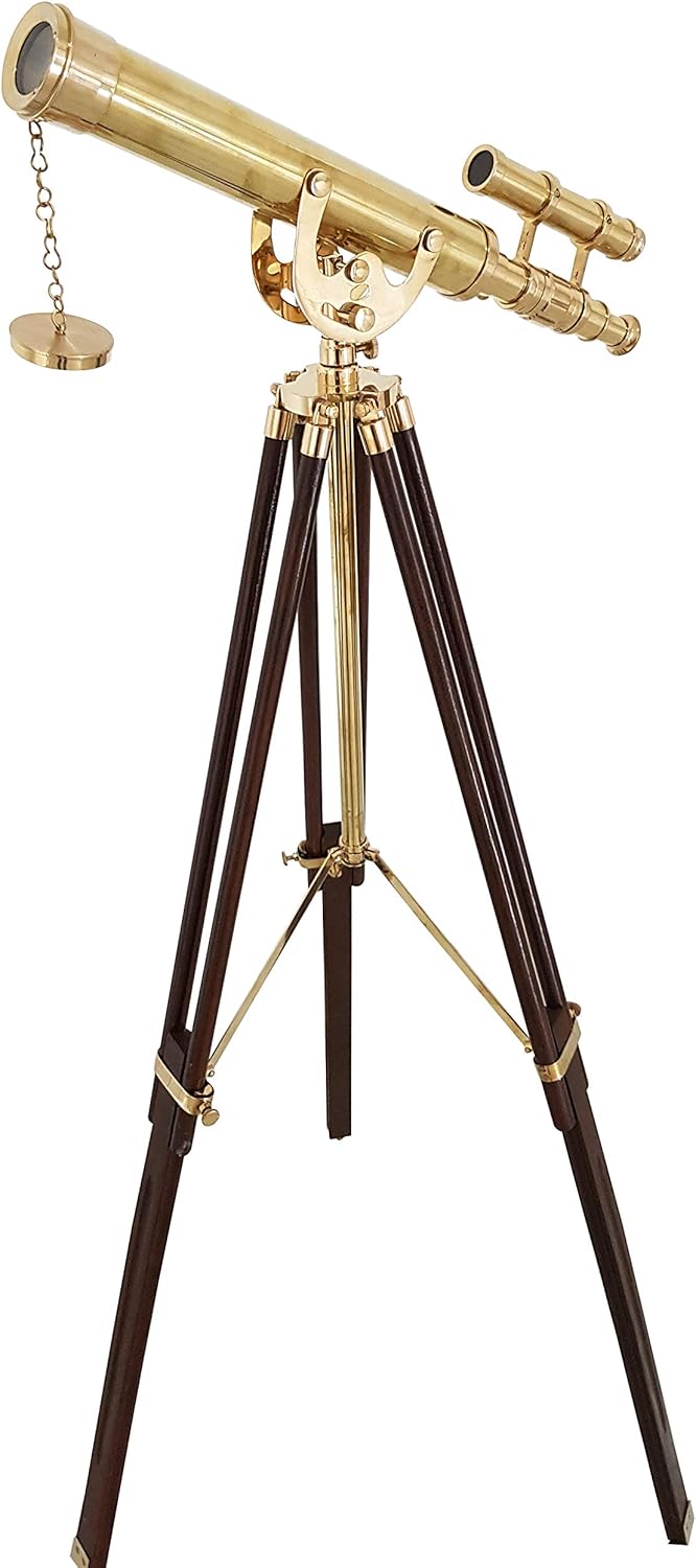 Vintage Double Barrel Brass Telescope Nautical Floor Standing Decor