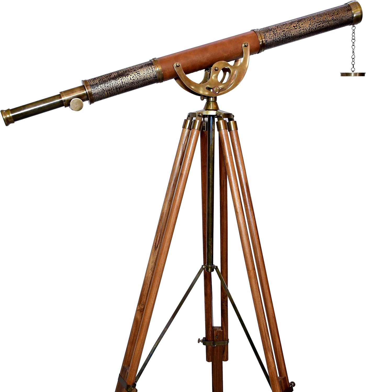 Maritime Wooden Tripod Vintage Anchor Master Telescope