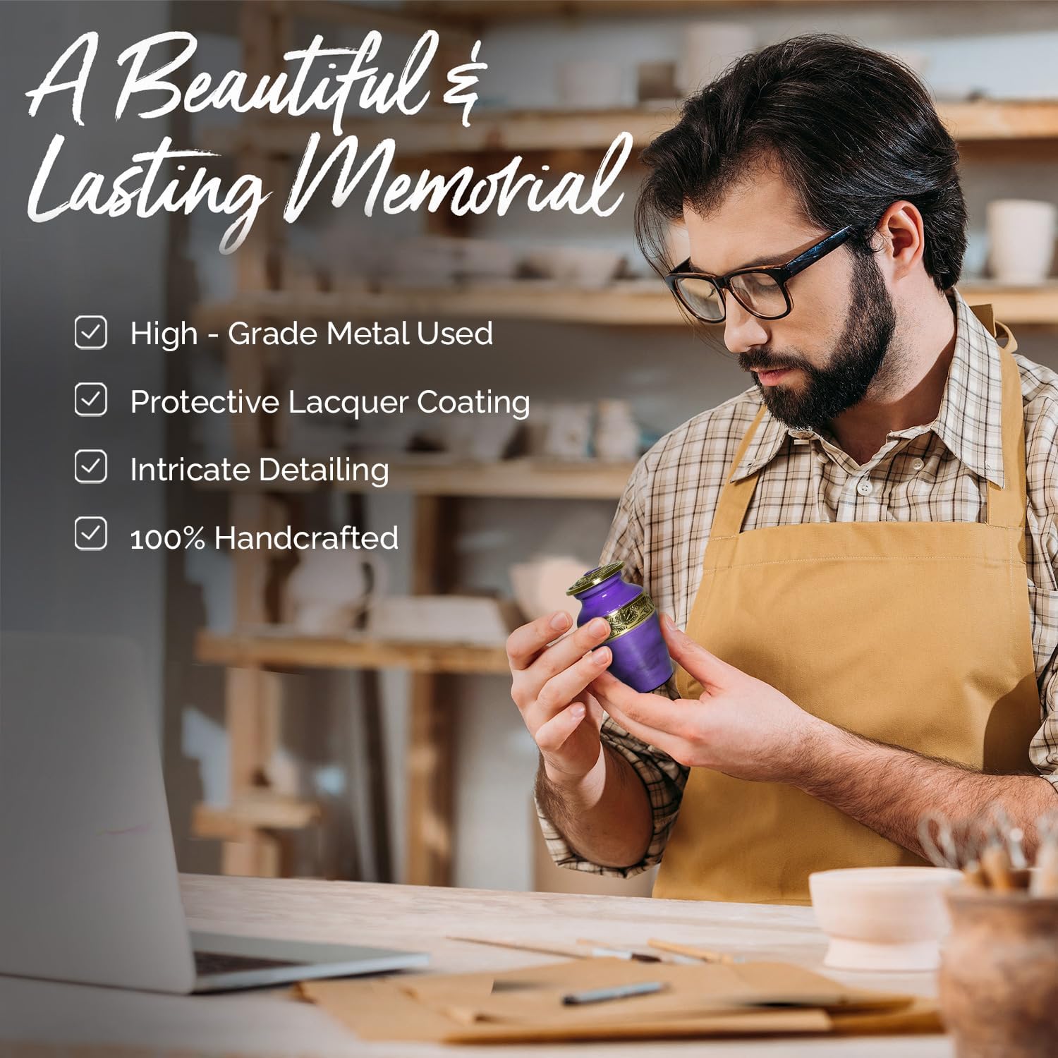 Solace Forever Small Urns for Human Ashes Keepsake - Miniature Memorial Urn Lavender