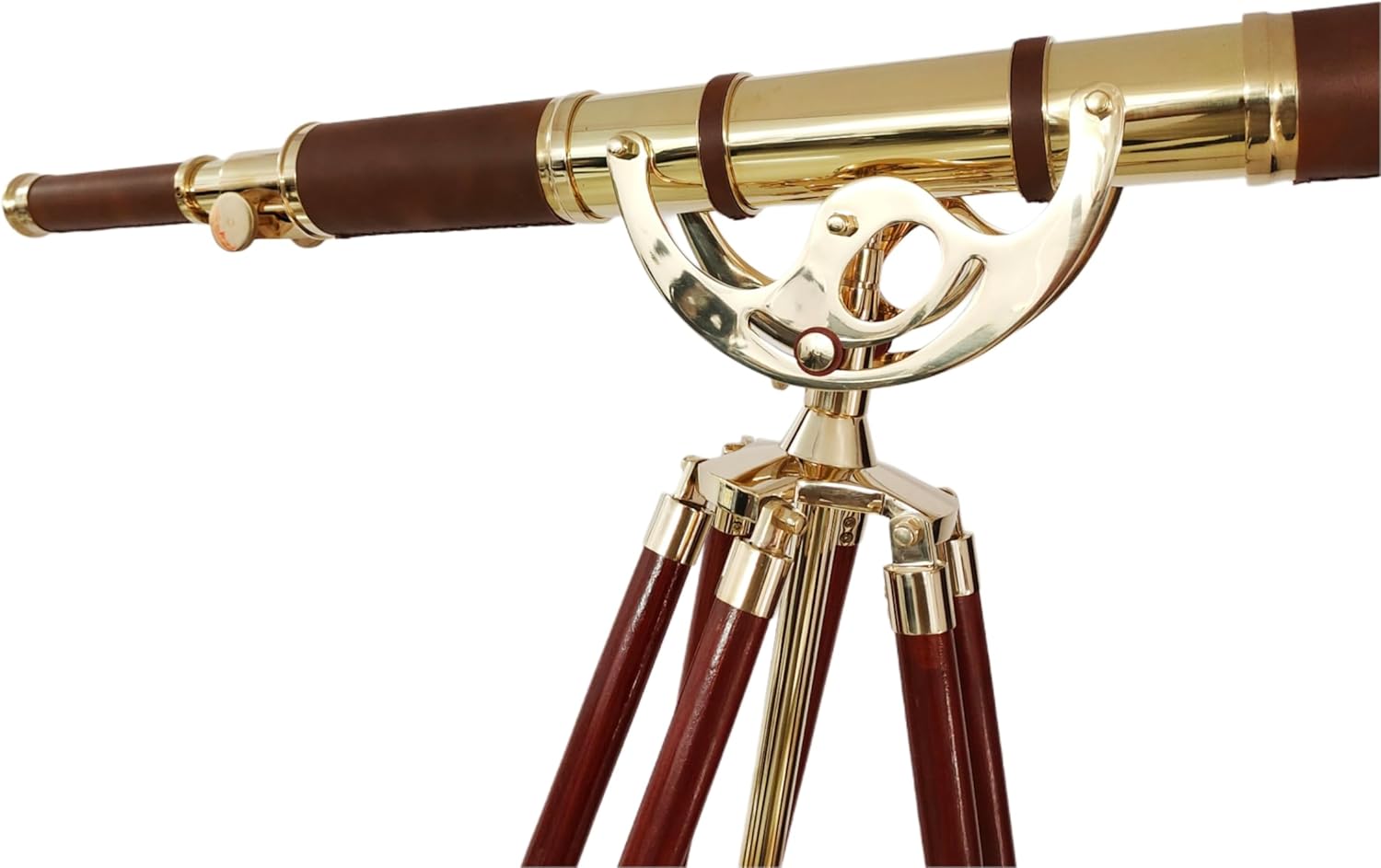 Vintage Antique Telescope with Brass Finish and Wooden Tripod