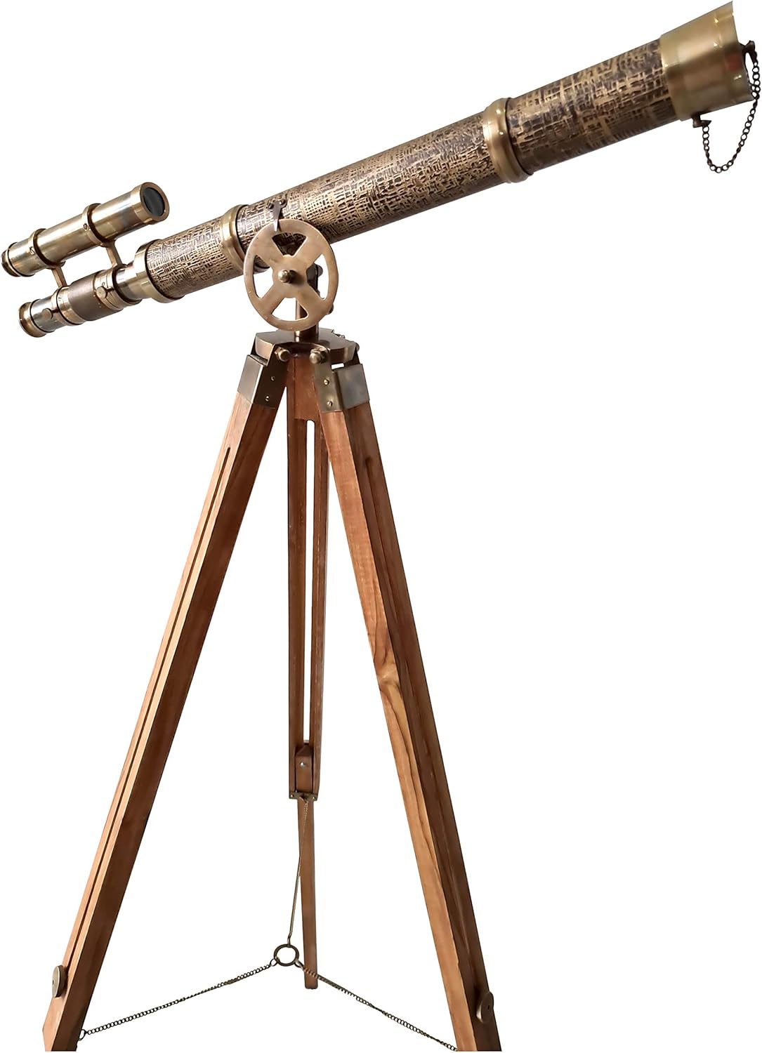 Vintage Double Barrel Telescope with Brass and Leather Finish