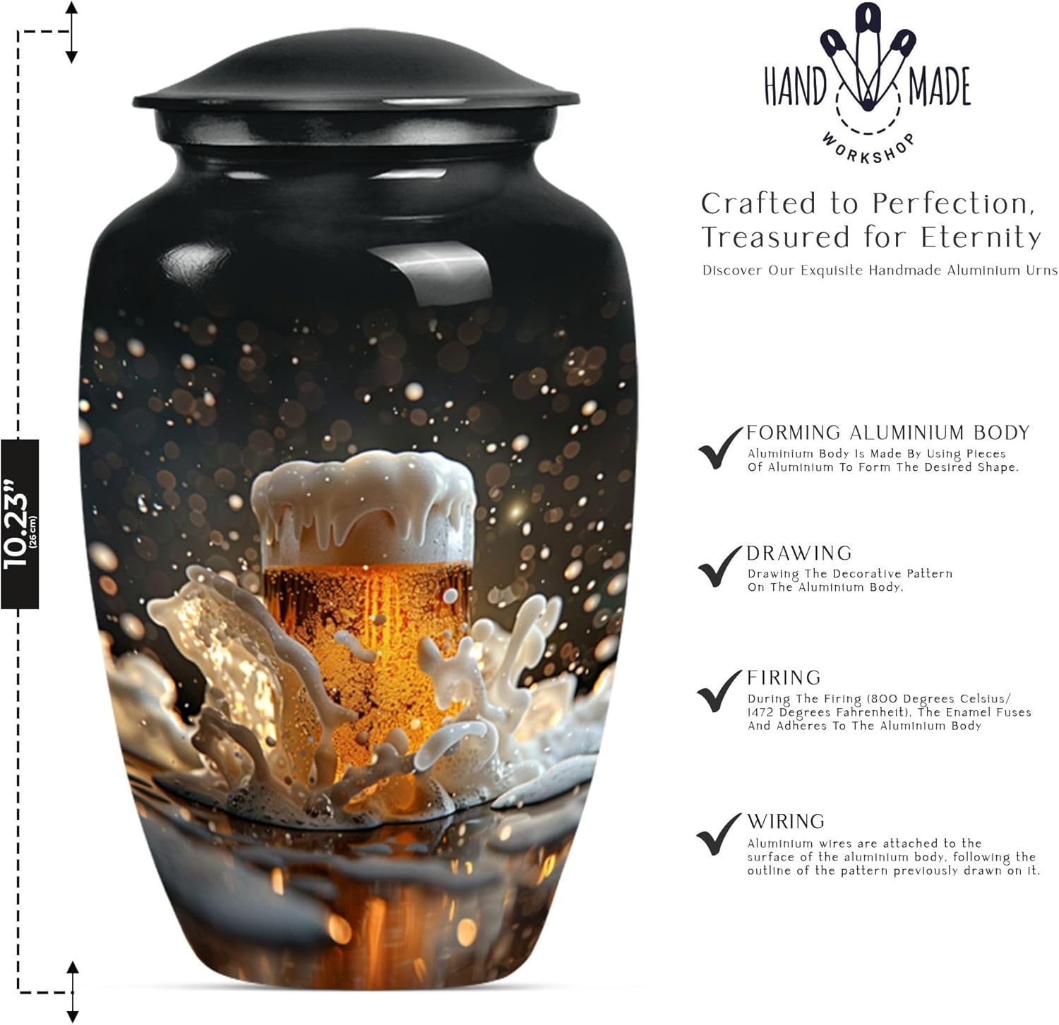 10 Inch Cremation Urn for Human Ashes - Decorative Urn for Adult