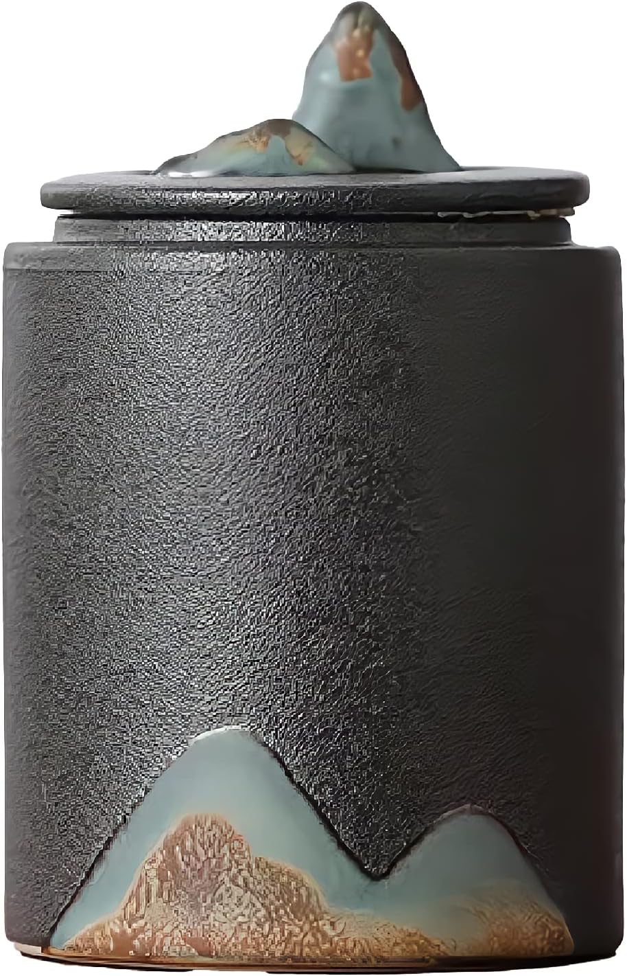 Black Small Urn Ashes Keepsake - 35 Inch Ceramic Memorial Urn for Human and Pets