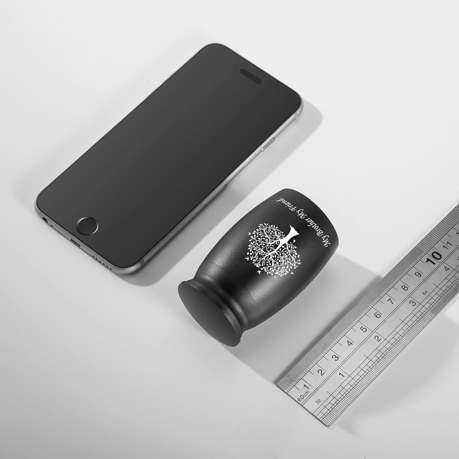 Small Cremation Urn for Sharing Handcrafted Black Keepsake Urn with Tree of Life Engraving