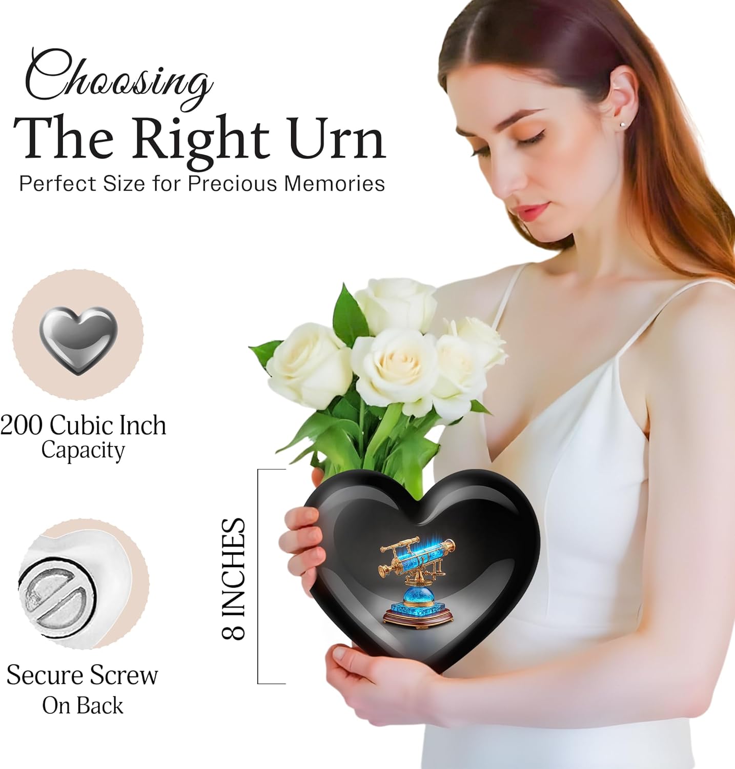 8 Inch Cremation Urn for Adult Ashes - Memorial Decorative Urn