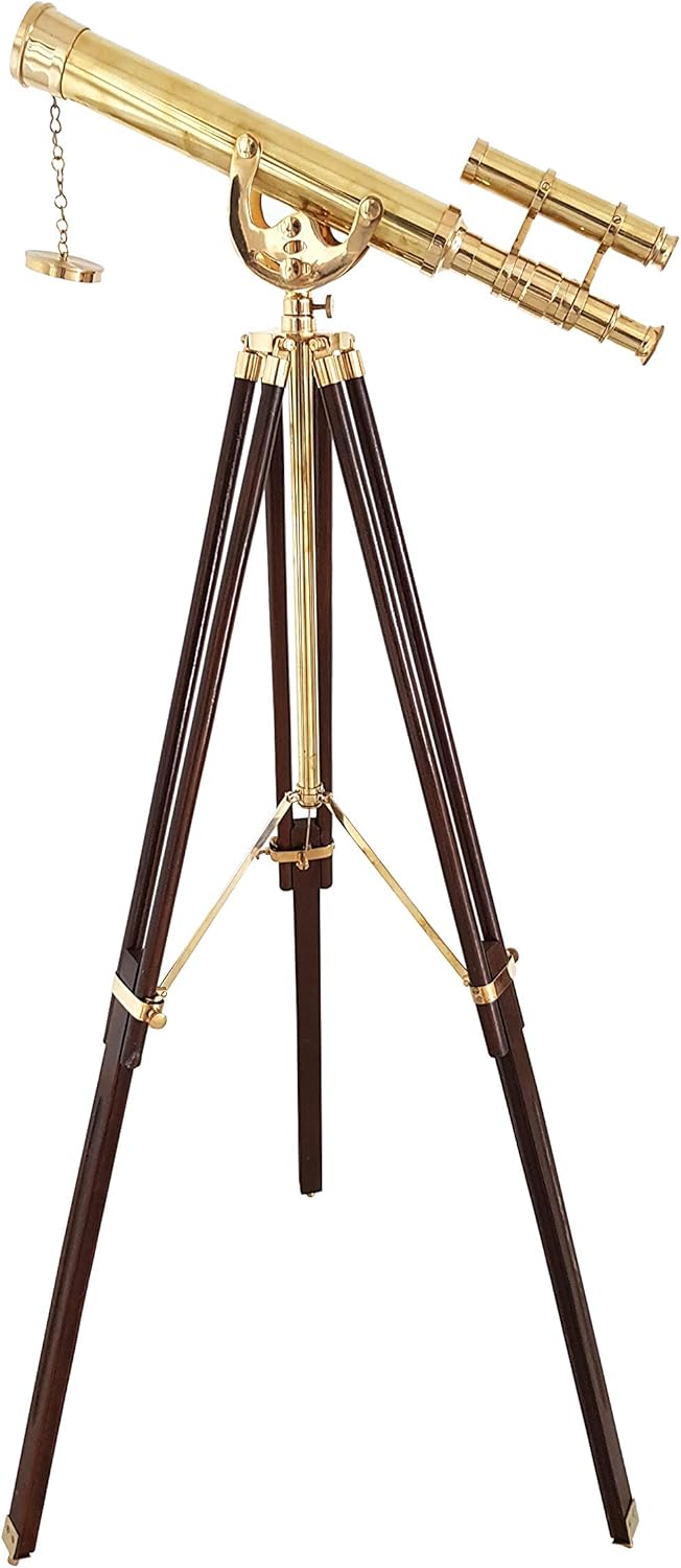 Vintage Double Barrel Brass Telescope Nautical Floor Standing Decor