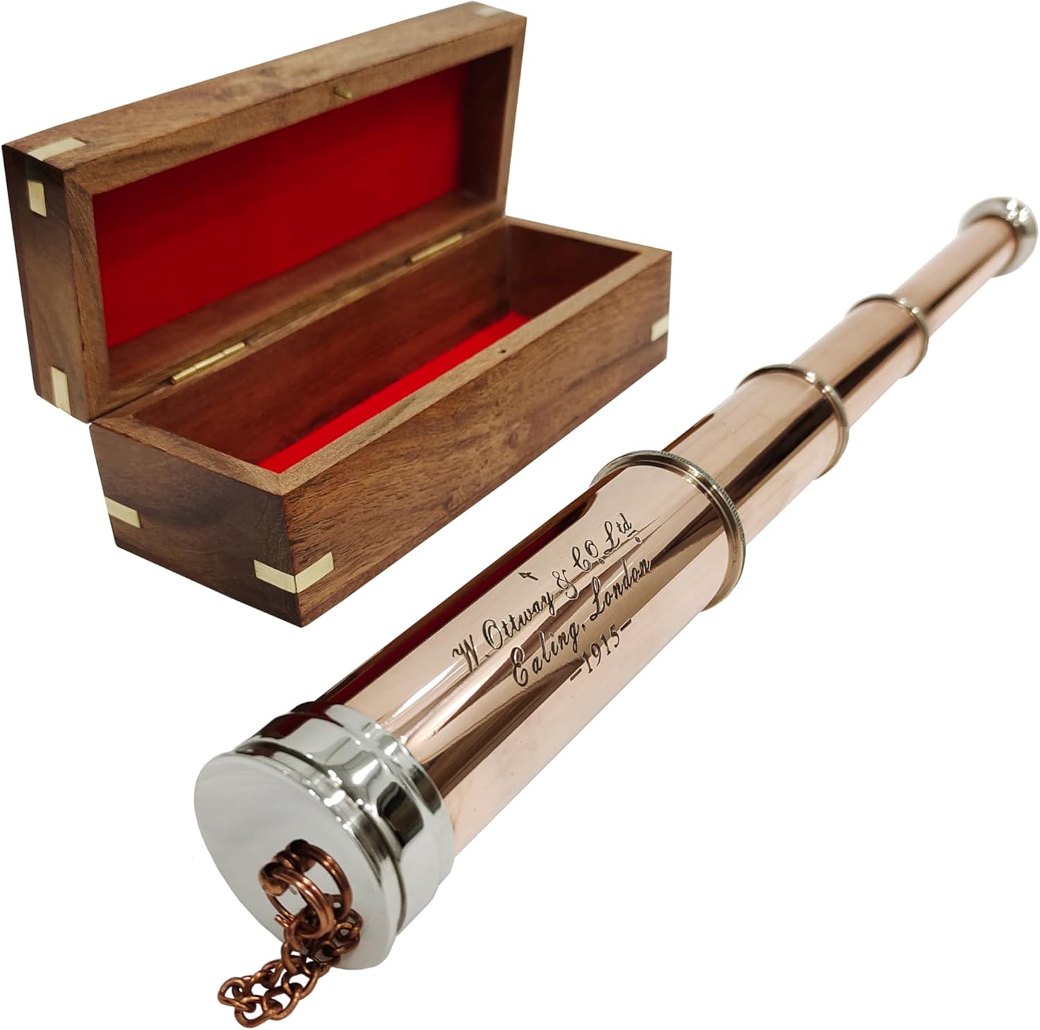 Vintage Spyglass 1915 Marine Telescope with Copper Chrome Finish