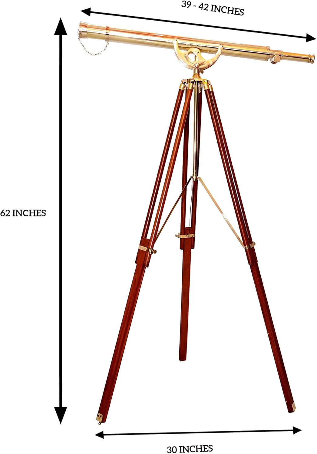 Vintage Anchor Master Telescope Floor Stand 62 Inch Brass Wood